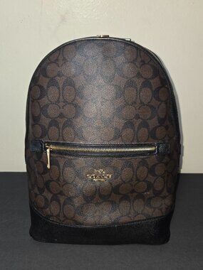 Coach Kenley Backpack Signature Coated Canvas Brown Black C5679 E2179